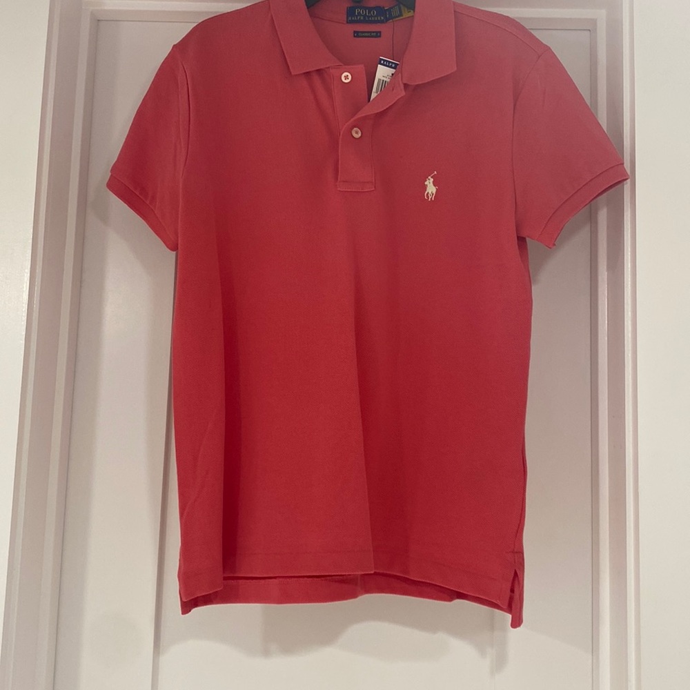 Red, Polo, with white embroidery logo, short sleeve